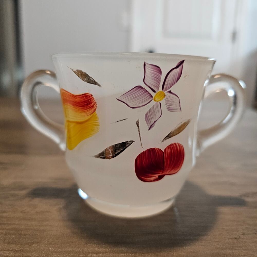 Vintage Bartlett Collins Hand Painted Gay Fad Glass Fruit Creamer Set of 3 MCM - Picture 4 of 14